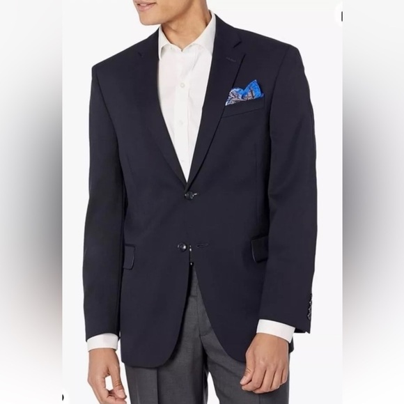 NWT Palm Beach‎ Navy Blue Blazer Jacket Suit Separate Mens Size 46S - Picture 1 of 7